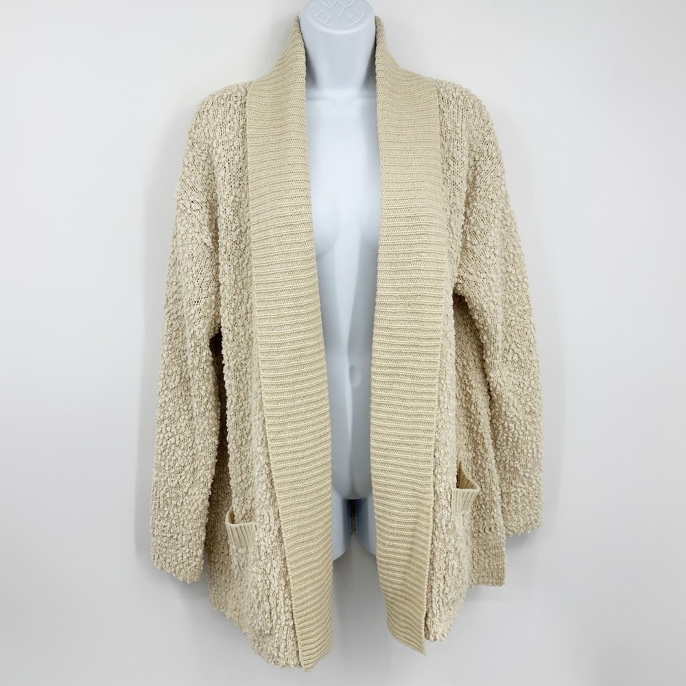 Vintage Style Cream Sweater Cardigan Size Large Boho Fall Cozy Soft Baggy